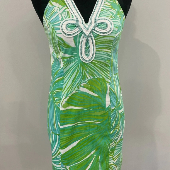 Lilly Pulitzer Dress Womens 00 Tessa Shift Green Sheen Fronds Place Preppy Sun - Picture 3 of 9